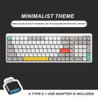 Clavier mécanique sans fil tri-mode haut de gamme à 105 touches, fin, silencieux, conçu pour la productivité