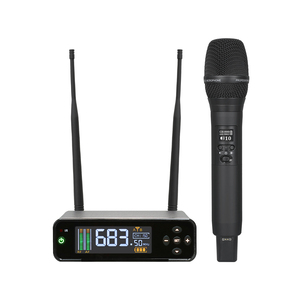 Microphone sans fil numérique monocanal XLR rechargeable, micro-cravate portable, antenne 42, portée 200 m, en métal - Product Image 1