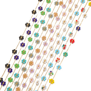 Colorful <b>Beaded</b> Flower Chain by Meter | 18K PVD Gold Plated Stainless Steel 1.5mm Station Chain for DIY Necklace <b>Bracelet</b> <b>Making</b> - Product Image 5