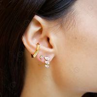 Gemnel Pendientes de Plata 925 con Circonitas Cúbicas Transparentes de Corte Mixto, Diseño Curvo, Estilo Escalador, Multiestilo, con Clip y Tipo Broche, Joyería Minimalista