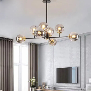 2025 mới Bắc Âu đơn giản phân tử hậu hiện đại phong cách sáng tạo cá tính Nhà hàng đèn chùm thủy tinh - Product Image 4