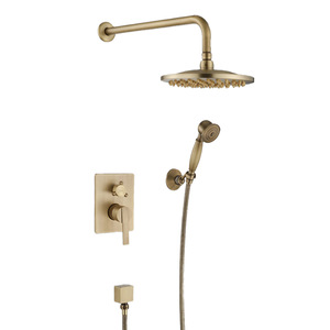 Juego de ducha oculto de latón antiguo, montado en la pared, con válvula mezcladora para <span class=keywords><strong>baño</strong></span> y ducha de mano - Product Image 2