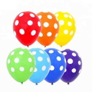 Ballons en latex à pois rouges, blancs et verts de 12 pouces pour la décoration de fêtes d'anniversaire et de mariages, avec impression de pois - Product Image 1