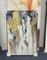 Peinture acrylique artisanale 3D moderne abstraite à impression numérique, écologique, avec feuille d'or, pour salon, hôtel, 100% peinte à la main
