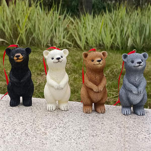 2025 vente chaude arbre de noël suspendus décor ensemble résine bonhomme de neige pain d'épice père noël renne ours noir ornements - Product Image 4