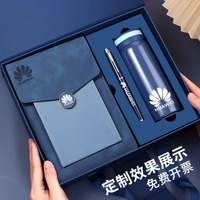 Ensemble de cahiers à couverture rigide A3 avec logo personnalisé, tasse thermos d'affaires élégante, cadeau élégant de reliure à coudre avec couverture en cuir transfrontalière