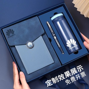 Benutzer definiertes Logo A3 Hardcover Notebook-Set Elegante Business-Thermoskanne Cross-Border Lederbezug Faden nähen Bindung Elegantes Geschenk - Product Image 1