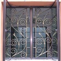 Ventana Francesa Moderna Antirrobo de Hierro Forjado, Diseño Horizontal con Opción de Colgar en Acero Inoxidable para Villa, Superventas