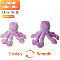Peluche Pieuvre Violette Personnalisée, Jouet en Peluche Doux avec Logo Brodé, Vente en Gros, Jouets pour Bébés, Cadeaux Personnalisés en Peluche pour Enfants