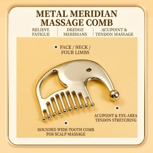 Peigne de massage en métal, peigne des méridiens, bâton de massage pour la zone des yeux, <span class=keywords><strong>petit</strong></span> peigne éléphant mignon à cinq dents, soin capillaire - Product Image 4