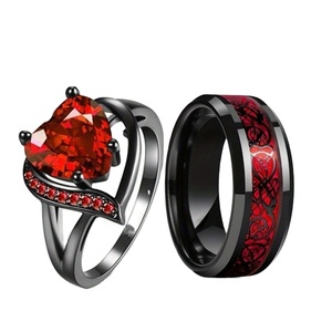 <span class=keywords><strong>Bague</strong></span> de couple en <span class=keywords><strong>diamant</strong></span> <span class=keywords><strong>rouge</strong></span> anti-ternissement pour bijoux de mariage, <span class=keywords><strong>bague</strong></span> de conception en forme de cœur pour <span class=keywords><strong>homme</strong></span> et femme, cadeau de la Saint-Valentin - Product Image 1