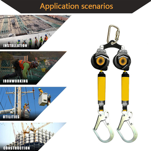 Línea de Vida Autorretráctil, Dispositivo Anticaídas de 150 kg con Doble Arnés, Arnés de Seguridad con Cuerda Retráctil para Construcción - Product Image 4