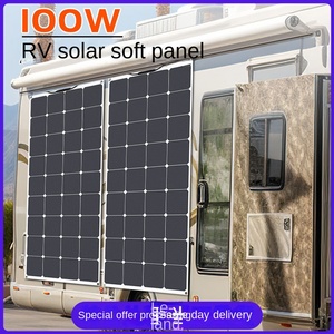 Panneau solaire flexible monocristallin 100W tout noir, 210 cellules grandes dimensions, module PV semi-flexible pour <span class=keywords><strong>toit</strong></span> <span class=keywords><strong>de</strong></span> camping-car, véhicule électrique, caravane - Product Image 3