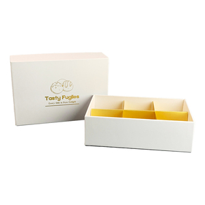 صندوق كوكيز صلب مخصص بغطاء وقاعدة مع فاصل وشعار مطبوع بالذهب، صندوق كوكيز صلب مخصص بالجملة - Product Image 4