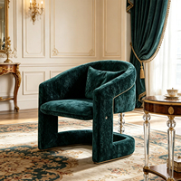 Fauteuil de salon confortable de style français léger, fauteuil à dossier haut, tissu luxueux, fauteuil simple, salon, fauteuil élégant