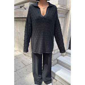 Ensemble de pulls en tricot pour femmes Nolan, ajouré, décontracté, respirant, noir, pour le printemps - Product Image 6