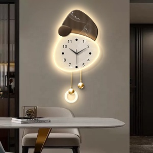 Horloge murale SHENGTAI pour salon et <span class=keywords><strong>salle</strong></span> <span class=keywords><strong>à</strong></span> <span class=keywords><strong>manger</strong></span> |   Horloge décorative créative avec lampe murale et fond en grille - Product Image 1