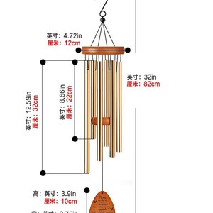 Carillons éoliens commémoratifs en gros à tons profonds avec tubes en aluminium, cloches d'extérieur accordées à la main en bois de pin pour jardin - Product Image 5