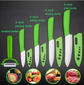 Ensemble de 5 couteaux en céramique personnalisés avec <span class=keywords><strong>couteau</strong></span> de chef de quatre pièces et éplucheur de fruits en acier inoxydable manche en plastique cadeau - Product Image 5