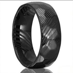 8mm 수제 다마스커스 강철 반지 패션 남성용 반지 보석 결혼 약혼을위한 18K 금도금 다마스커스 강철 반지 - Product Image 2
