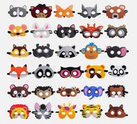 Masques en feutre pour cosplay d'animaux de la forêt, imprimés par transfert thermique, multicolores, cadeaux de fête d'Halloween, garçons, filles, tissu, zoo