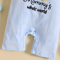Jumpsuit Bayi Summer Infant Motif Kustom 100% Katun Warna Biru Muda untuk Anak Laki-laki dan Perempuan, Kancing Tekan, Bahan Bernapas