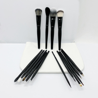 Ensemble de 15 pinceaux de maquillage noirs brillants, luxe, marque privée, pinceaux professionnels, support, logo personnalisé