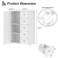 Toptrue Armoire de rangement en chêne blanc à 7 tiroirs personnalisée Buffet Buffet Console Table pour salon Meubles de maison en bois