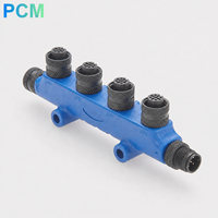 Adaptateur multiport M12 5 broches 4 ports en T, 1 mâle vers 5 femelles pour réseaux DeviceNet, CAN Bus, CANopen, NMEA2000, capteurs et actionneurs