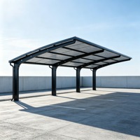 Kanopi Carport Aluminium Modern Satu Sisi Melengkung dengan Atap Logam untuk Parkir Atap Komersial, Villa, dan Halaman Terbuka