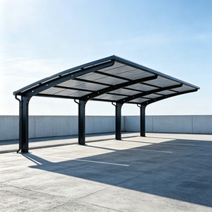 Abri de voiture moderne <span class=keywords><strong>en</strong></span> aluminium à poutre courbée simple, étanche, pour <span class=keywords><strong>2</strong></span> <span class=keywords><strong>voitures</strong></span>, idéal pour les villas et les cours ouvertes, stationnement commercial sur toit - Product Image 2