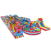 Parcours d'obstacles gonflable géant portable Funbox Monster Land avec toboggan et château gonflable pour adultes, jeux de parc d'attractions