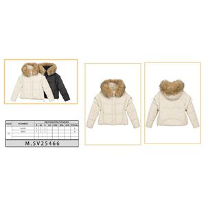 Giacche con cappuccio in pelliccia lunga da donna in taglie nero e Beige P-M-G-all'ingrosso - Product Image 1
