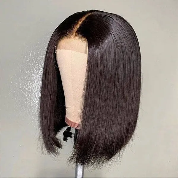 Wig desain modis Wig Bob Frontal renda 4X4 Wig rambut manusia Bob pendek lurus harga pabrik