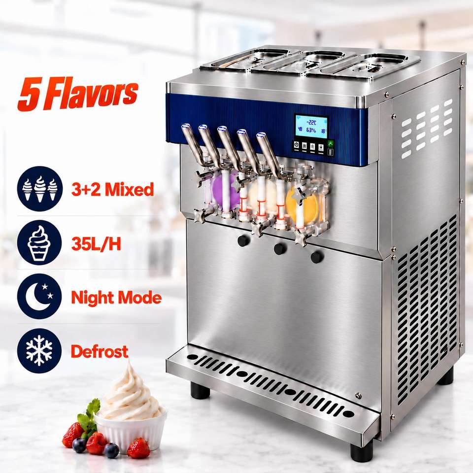 Commercial Soft Serve Ice Cream Maker Machine 10-25 L/h Single Flavor ...