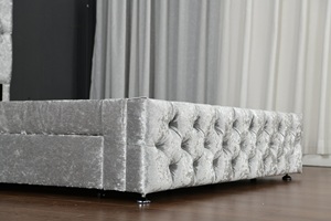 Кровать-трансформер Willsoon Modern Grey Velvet с мягким изголовьем и ящиками для хранения – роскошная мягкая кровать-оттоманка для спальни - Product Image 5