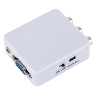 Konverter Mini AV2VGA 1080P RCA ke VGA Adaptor Upscaler untuk Konsol Game Retro PS2 Pemutar DVD Monitor