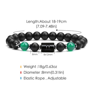 Pulsera <span class=keywords><strong>de</strong></span> Ónix Negro Mate con los Doce Signos del Zodiaco, <span class=keywords><strong>Piedra</strong></span> Protectora Específica del Zodiaco, Estilo Europeo-Americano, Unisex - Product Image 2