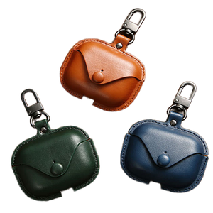 Estuche de Cuero PU Personalizado al por Mayor <span class=keywords><strong>para</strong></span> Auriculares y Estuche Inalámbrico <span class=keywords><strong>para</strong></span> <span class=keywords><strong>Airpods</strong></span> Pro 2 3 4 con Gancho Metálico y Bolsa de Transporte - Product Image 1