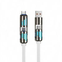 Câble USB rotatif 4 en 1 à double tête, charge rapide PD 240W, lumière RGB respirante, câble de données multifonction pour smartphone et ordinateur portable