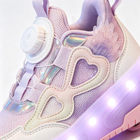 Chaussures à roulettes LED pour enfants, roues en PU, boucle rotative, baskets unisexes pour garçons et filles, chaussures de patinage d'extérieur, vente en gros Ruidongle