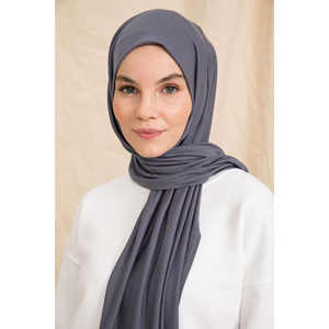 Bufanda de algodón para mujer, color antracita, larga, ligera, tradicional, tipo chal. - Product Image 4