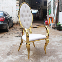 Chaise de banquet ovale en acier inoxydable avec accoudoirs, robuste, pour événements de restauration, chaise de salle à manger pour fêtes et lieux événementiels, vente en gros