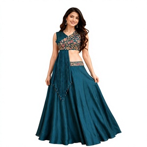TENNECY Choli Premium para Mujer, Seda VICHITRA, Bordado con Lentejuelas, Reversible, de Secado Rápido, Elástico, Protección Solar, para Fiestas - Product Image 1