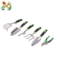 Mini kit d'outils de jardinage manuels en acier inoxydable et plastique avec fourche, pelle, bêche, râteau - Kit de jardinage extérieur durable
