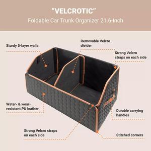 KUYUE Multifunctional New Car Foldable Trunk <strong>Storage</strong> Box Leather <strong>Collapsible</strong> Auto Organizer with Lid for Travel <strong>Storage</strong> Black - Product Image 5