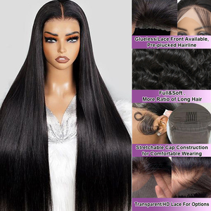 Glueless ren phía trước tóc giả cao cấp phần mở rộng tóc đầy đủ Swiss ren tóc giả tóc con người mật độ dày HD ren phía trước tóc giả - Product Image 2