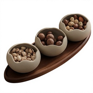 Juego de Tazones para Aperitivos de Resina Hechos a Mano con Bandeja de Madera para Servir Nueces, Frutos Secos, Dulces, Aperitivos y para Servir en la Mesa - Product Image 1