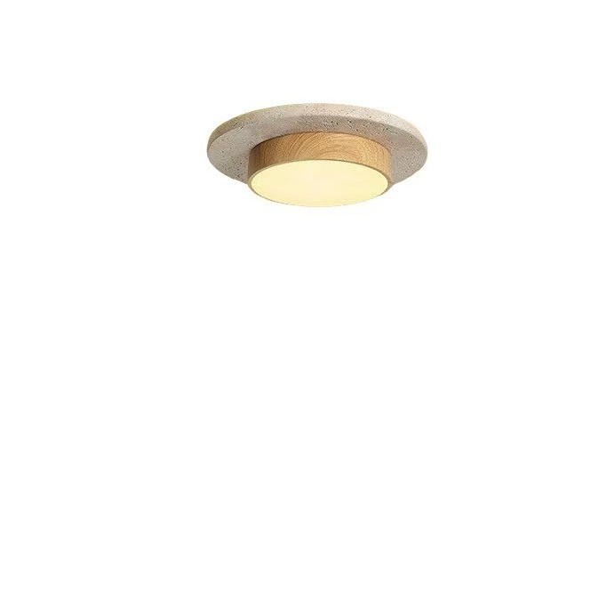 Wabi-Sabi Cave Stone Round Ceiling Lights Yellow Travertine Ceiling Lamp for Balcony Corridors Livingroom Indoor Lights · image 5