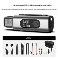 Pompe à air portable 10 en 1 12V pour voiture, gonfleur de pneus électrique multifonction, affichage de la pression en temps réel par LED, démarreur de voiture 6000 mAh